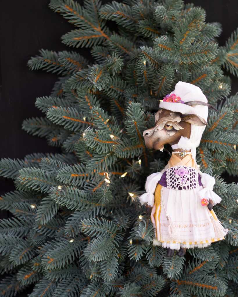 Ёлочная игрушка, полный размер 19 см. Козочка|Christmas tree decoration, full size 19 cm. Goat.